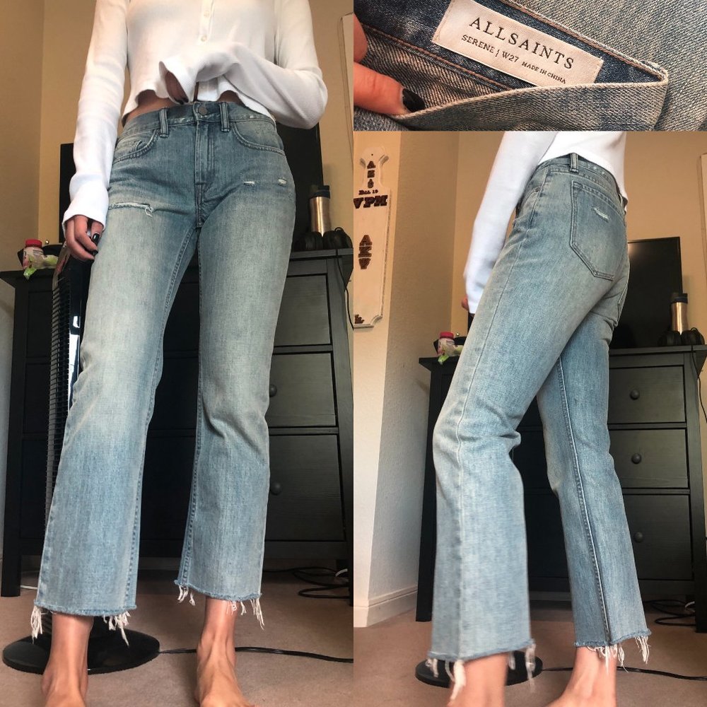 AllSaints Serene Cropped Kick Flare Jeans